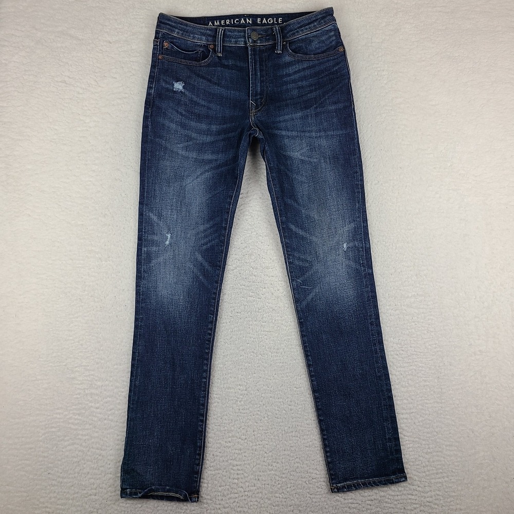 American Eagle Jeans Mens 29x32 Blue Slim‎ Distress Next Level Airflex Denim